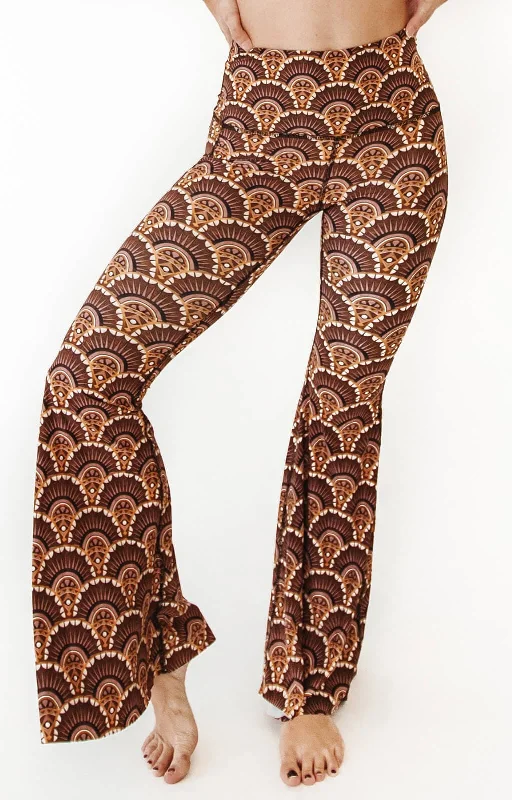 Quick Dry Yoga Pants -Art Deco Printed Bell Bottoms