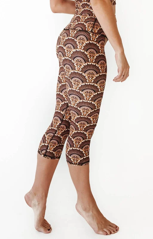 Tight Fit Yoga Pants -Art Deco Printed Yoga Crops
