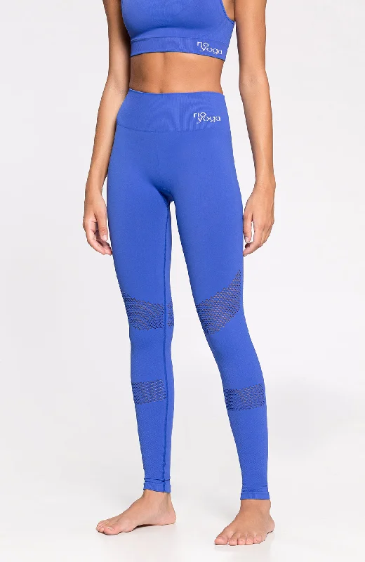 Women's Yoga Pants with Elastic Waistband -Ascend RioSeamless™ Leggings Blue