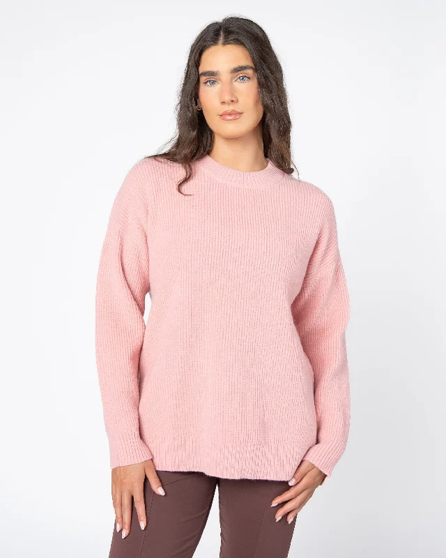 Mesh Yoga Tops for Women -Aspen Sweater - Powder Pink