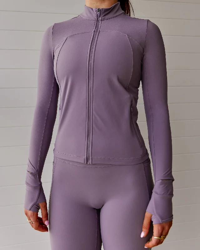 Breathable Yoga Tops for Comfortable Poses -Aspire Jacket - Purple Sage