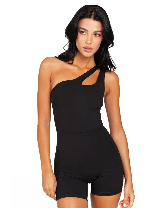 Yoga Shorts for Maximum Freedom of Movement -Asymmetric Unitard - Black