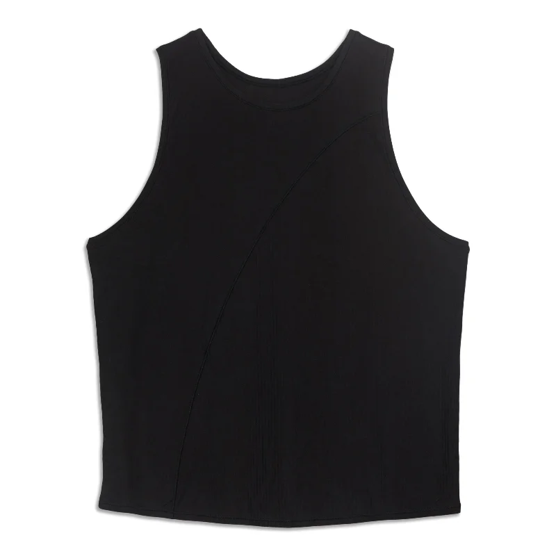 Adjustable Yoga Tops for Comfort -Asymmetrical Ribbed Tank Top - Resale