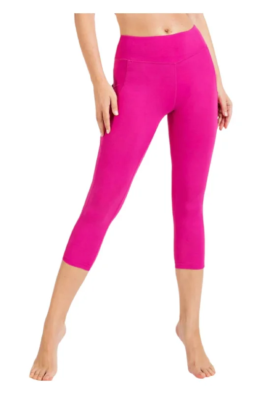 Yoga Shorts for Hot Yoga and Stretching -Athleisure Leggings With Pockets In Hot Pink Yoga Shorts for Hot Yoga and Stretching -Athleisure Leggings With Pockets In Hot Pink