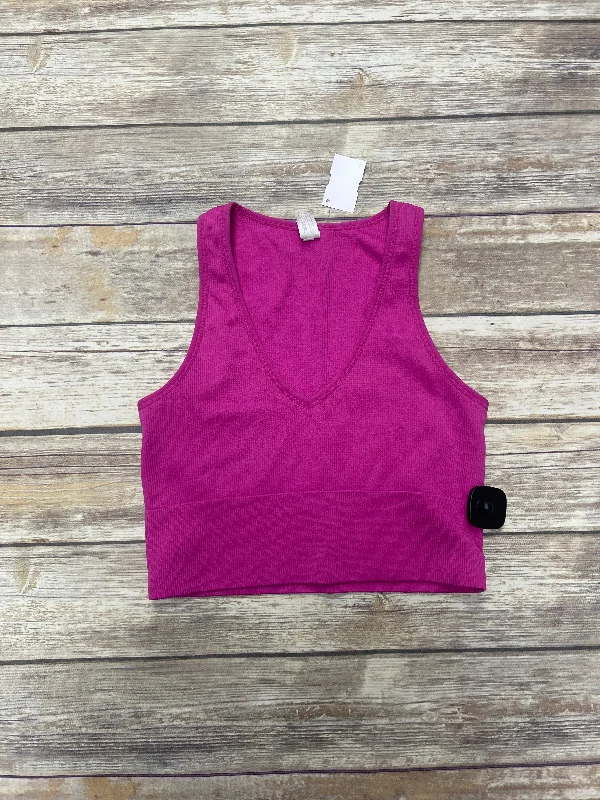 Yoga Tops with Built-In Support Bra -Athletic Tank Top By 90 Degrees By Reflex In Purple, Size: L