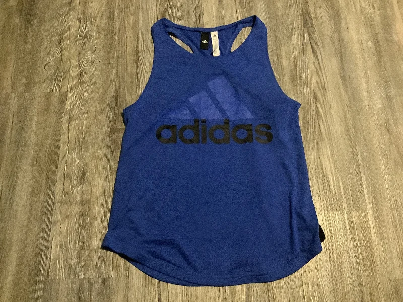 Yoga Tops for Increased Flexibility -Athletic Tank Top By Adidas In Blue, Size: M