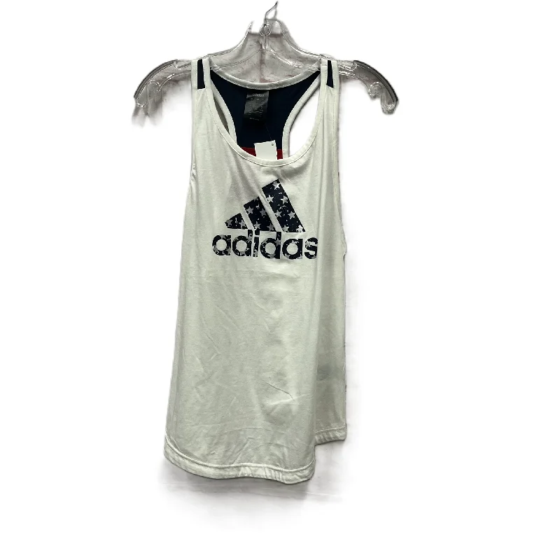 Lightweight Yoga Tops for Ease of Movement -Athletic Tank Top By Adidas In Blue & White, Size: S