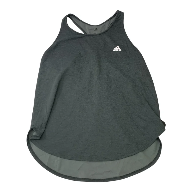 Women's Yoga Tops with Stretch Fabric -Athletic Tank Top By Adidas In Grey, Size: L