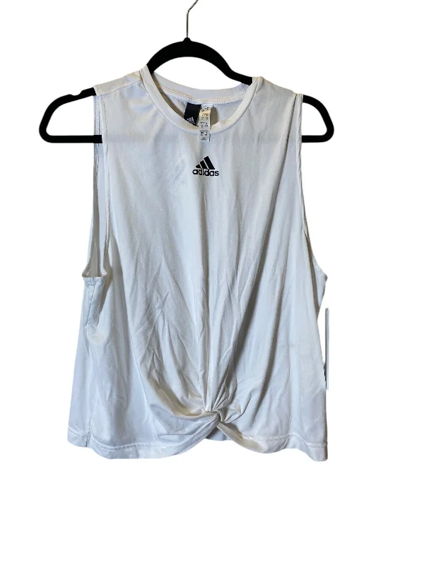 Stylish Yoga Tops for Athleisure Wear -Athletic Tank Top By Adidas In White, Size: L