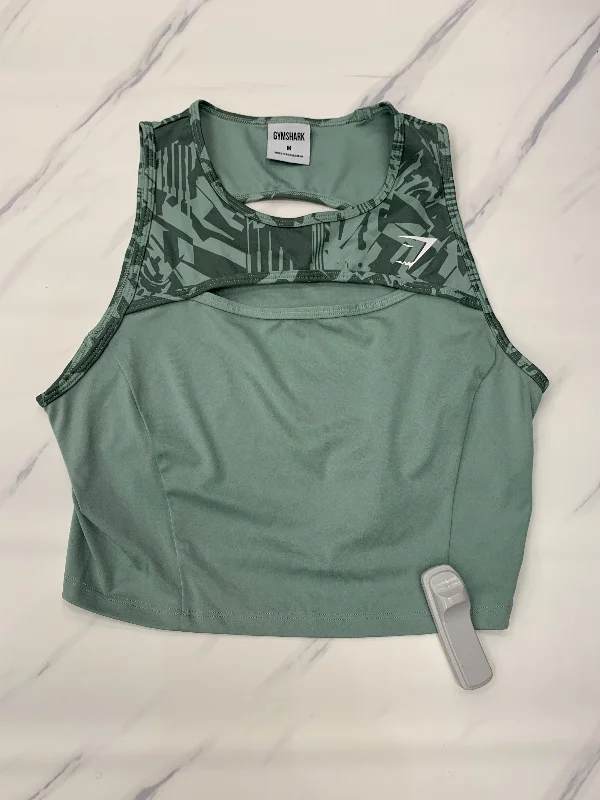 Women's Yoga Tops with Built-In Bra Support -Athletic Tank Top By Gym Shark In Green, Size: M