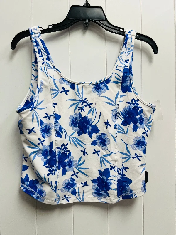 Stylish Yoga Tops for Training and Classes -Athletic Tank Top By loveshackfancy In Blue & White, Size: Xl Stylish Yoga Tops for Training and Classes -Athletic Tank Top By loveshackfancy In Blue & White, Size: Xl