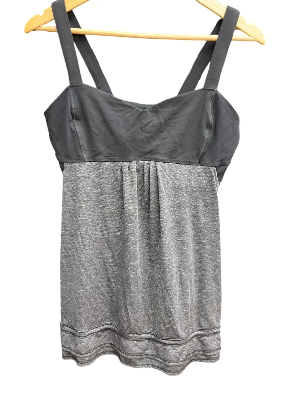 Yoga Tops for Running and Stretching -Athletic Tank Top By Lululemon In Black & Grey, Size: 12