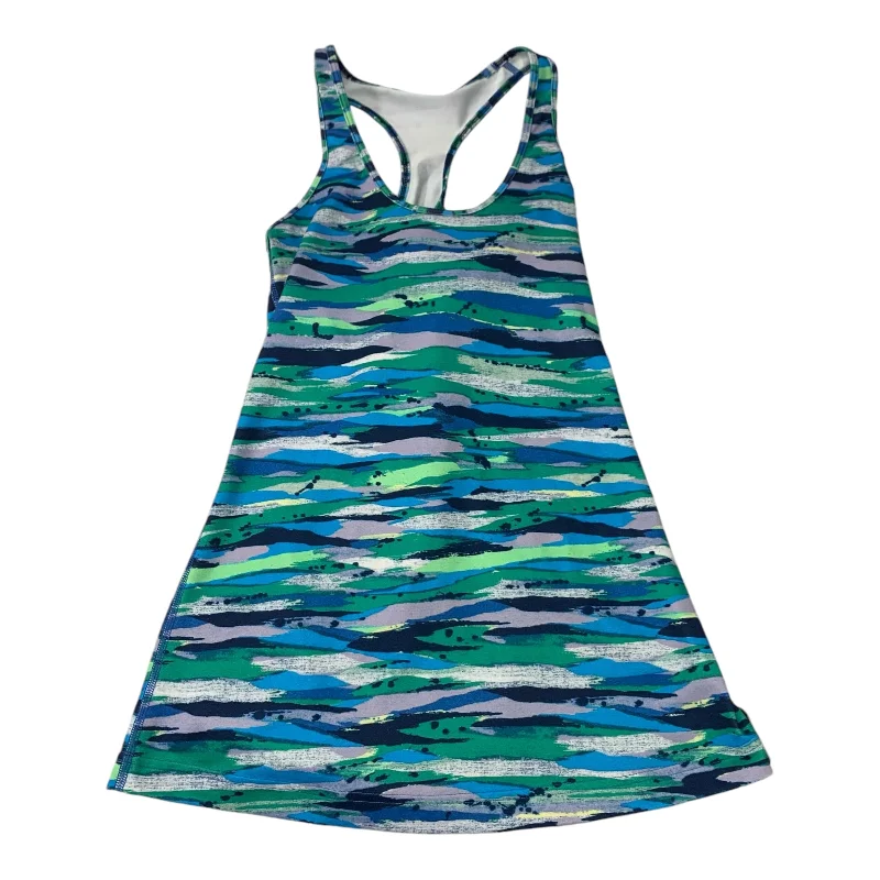 High-Neck Yoga Tops for Flexibility -Athletic Tank Top By Lululemon In Blue & Green, Size: S