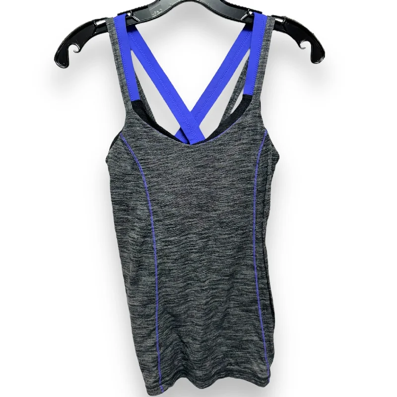 Breathable Yoga Tops with Soft Material -Athletic Tank Top By Lululemon In Grey & Purple, Size: 6