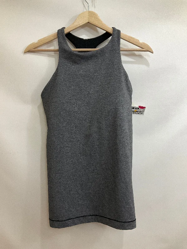 Yoga Tops with Breathable Mesh -Athletic Tank Top By Lululemon In Grey, Size: 8