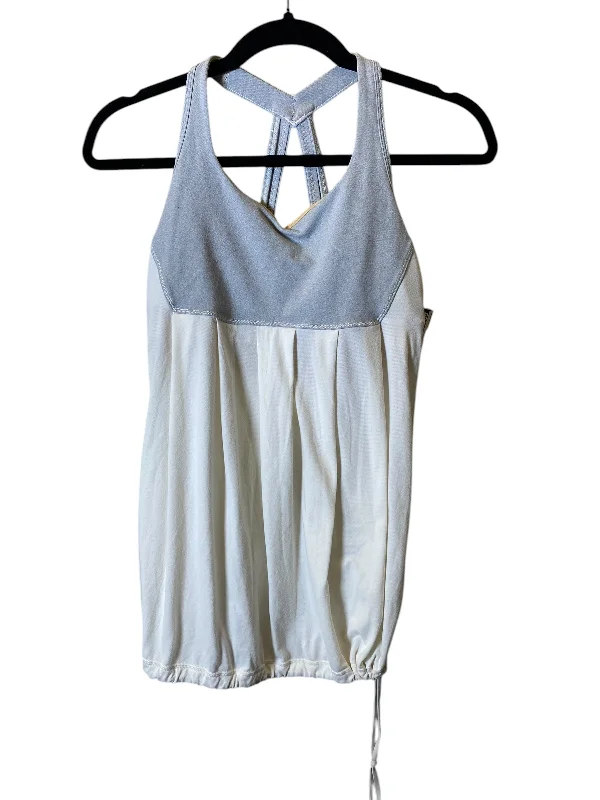 Yoga Tops with Built-In Bras -Athletic Tank Top By Lululemon In Grey & White, Size: 6 Yoga Tops with Built-In Bras -Athletic Tank Top By Lululemon In Grey & White, Size: 6