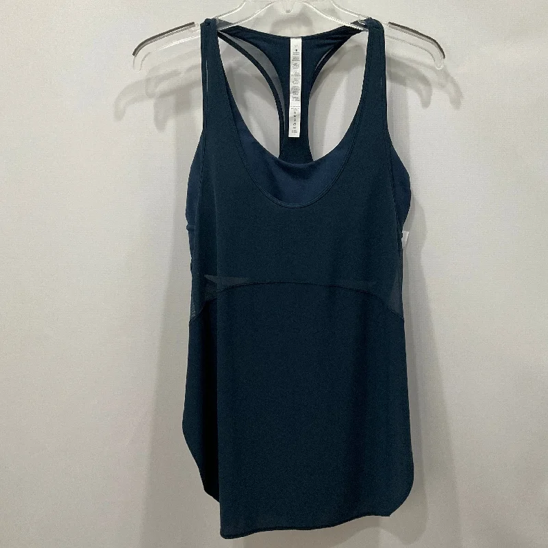 Breathable Yoga Tops with Soft Material -Athletic Tank Top By Lululemon In Navy, Size: 10
