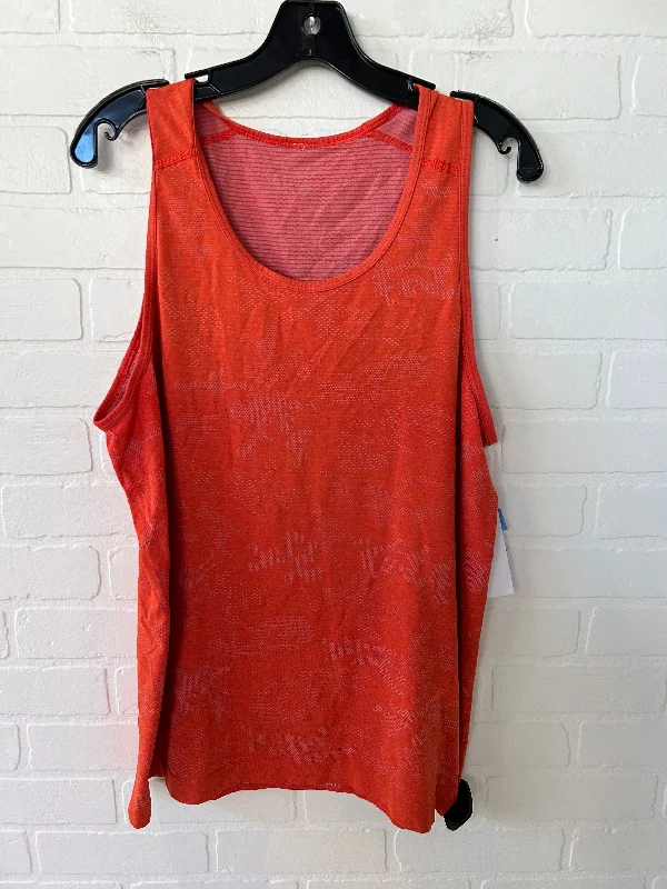 Yoga Tops for Softness and Comfort -Athletic Tank Top By Lululemon In Orange, Size: L