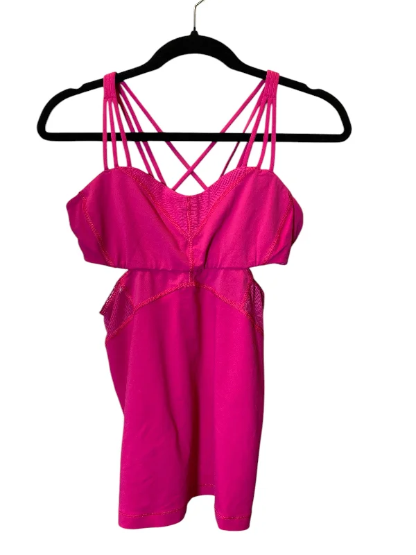Yoga Tops with Breathable Mesh -Athletic Tank Top By Lululemon In Pink, Size: M