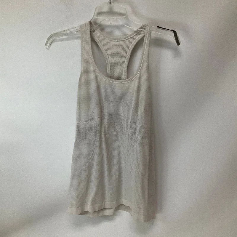Women's Yoga Tops with Ribbed Fabric -Athletic Tank Top By Lululemon In White, Size: 8 Women's Yoga Tops with Ribbed Fabric -Athletic Tank Top By Lululemon In White, Size: 8