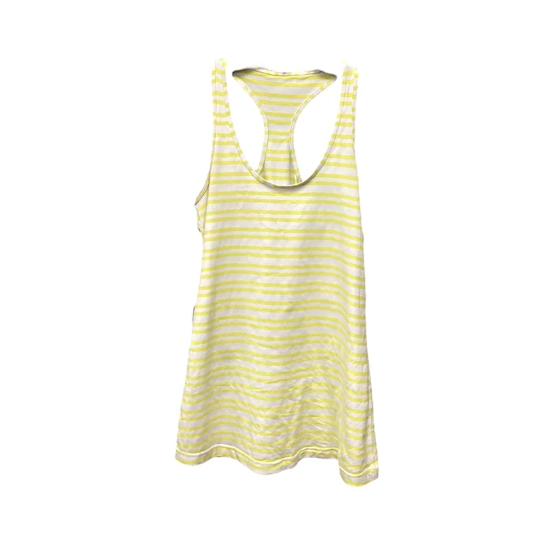 Yoga Tops with Moisture-Wicking Technology -Athletic Tank Top By Lululemon In White & Yellow, Size: S