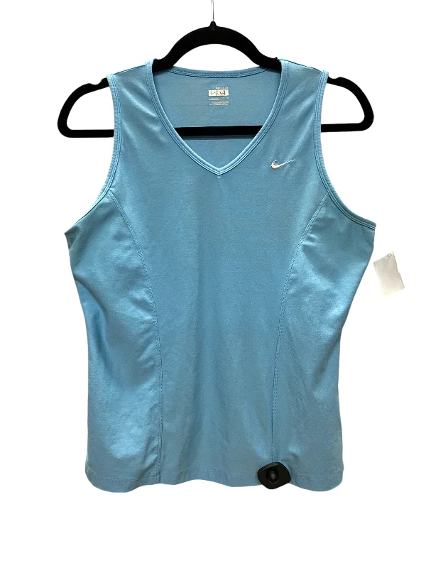 Fashionable Yoga Tops for Women -Athletic Tank Top By Nike Apparel In Blue, Size: L