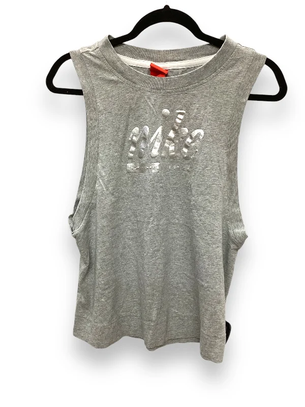 Yoga Tops for Hot Weather -Athletic Tank Top By Nike Apparel In Grey, Size: M