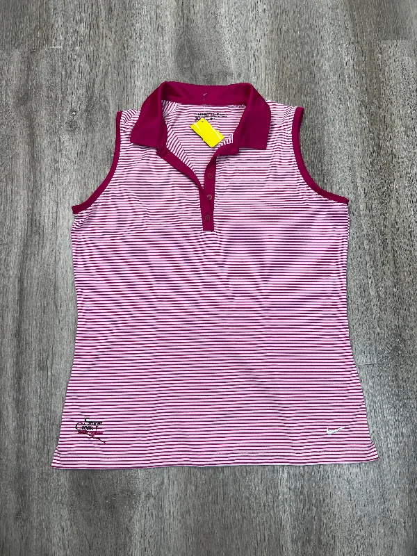Yoga Tops with Mesh Fabric for Breathability -Athletic Tank Top By Nike Apparel In Pink, Size: L