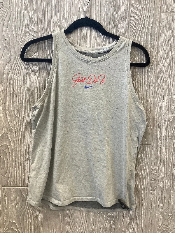 Yoga Tops with Flexible Fit -Athletic Tank Top By Nike In Grey, Size: L