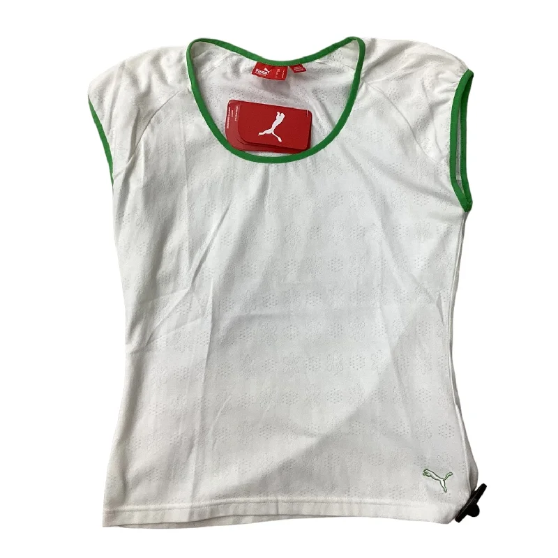 Women's Yoga Tops with Full Coverage -Athletic Tank Top By Puma In Cream & Green, Size: S