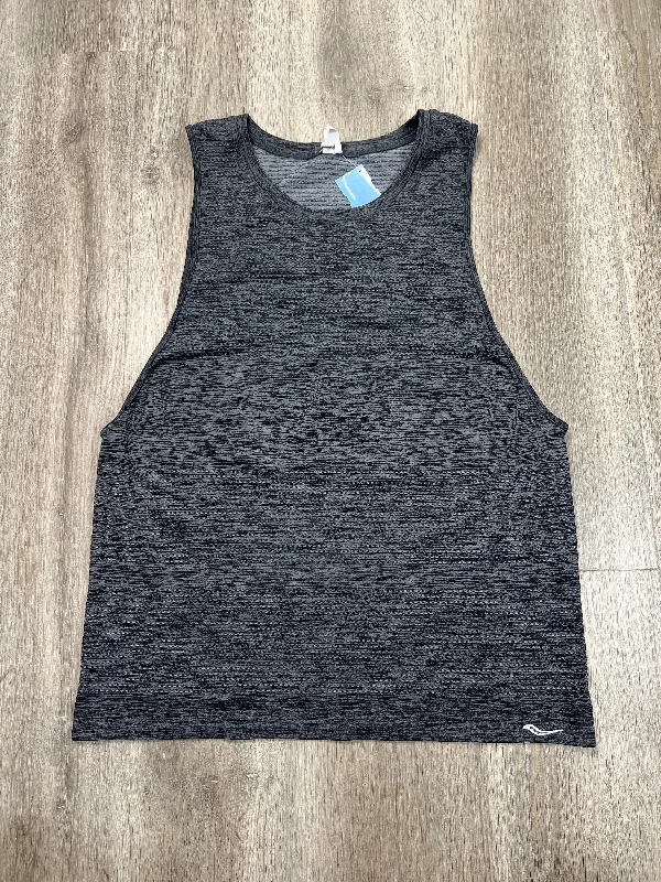 Yoga Tops for Softness and Comfort -Athletic Tank Top By Saucony In Grey, Size: L