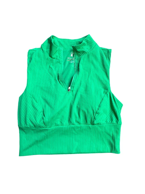 Soft Cotton Yoga Tops for Comfort -Athletic Tank Top By Spyder In Green, Size: S
