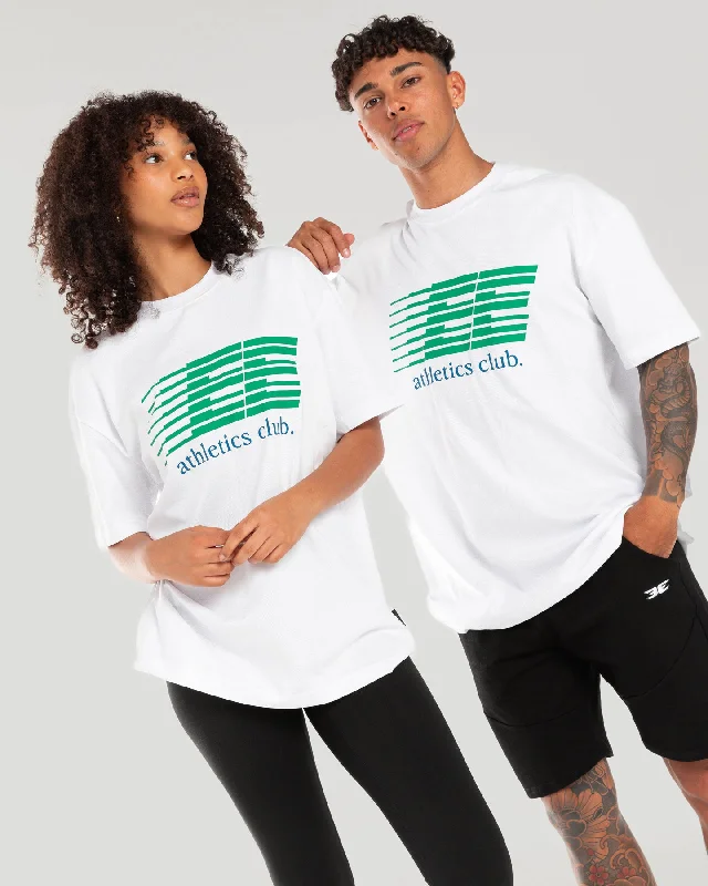 Women's Yoga Tops with Breathable Material -Athletics Club Tee - White