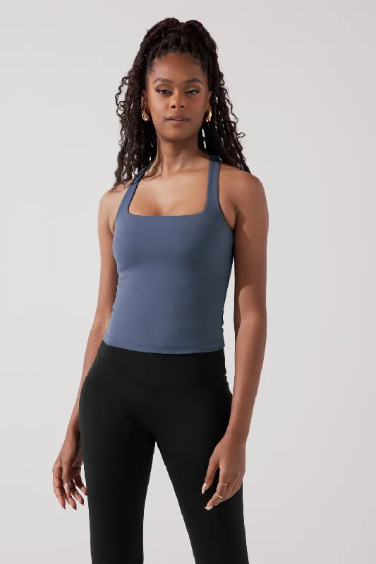Lightweight Yoga Tops for Warm Weather -Audrey Tank - American Blue