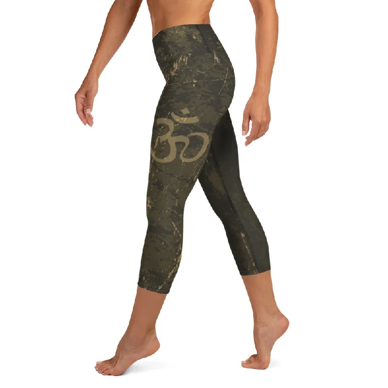 Yoga Pants for Stability -Aum High Waist Womens Yoga Capri Leggings