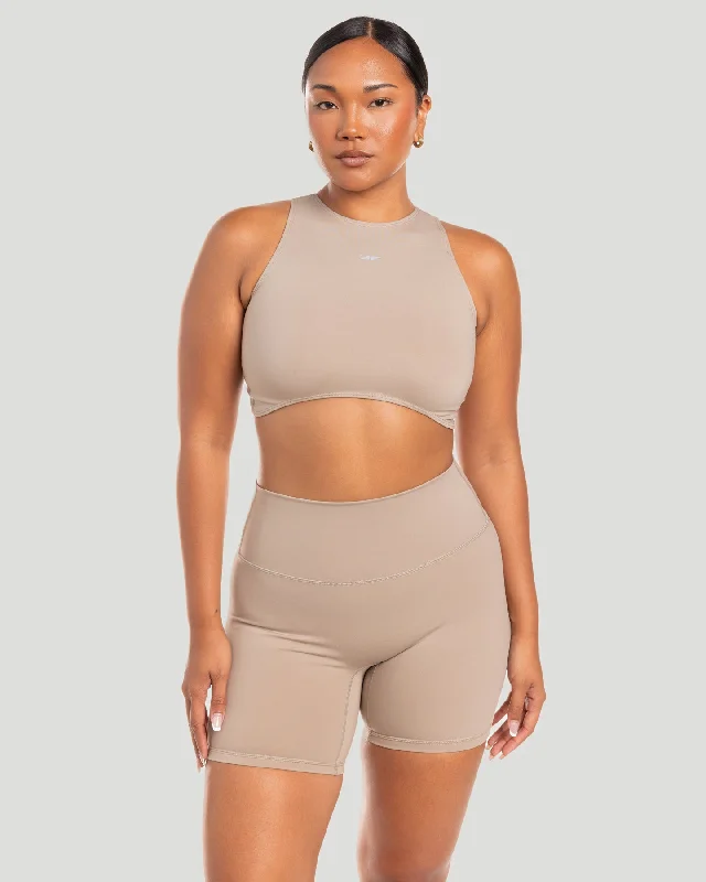 Yoga Tops for Better Movement -Aura Curve Tank - Vintage Khaki