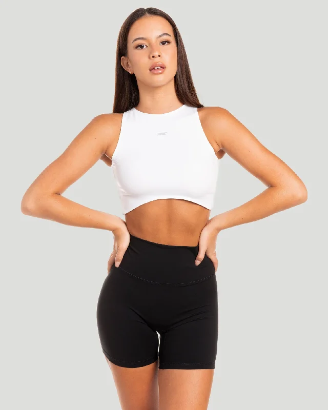 Relaxed Fit Yoga Tops -Aura Curve Tank - White