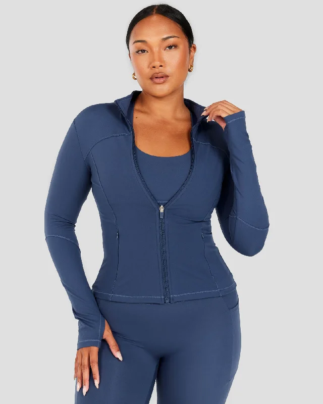 Performance Yoga Tops for Flexibility -Aura Jacket - Soft Navy