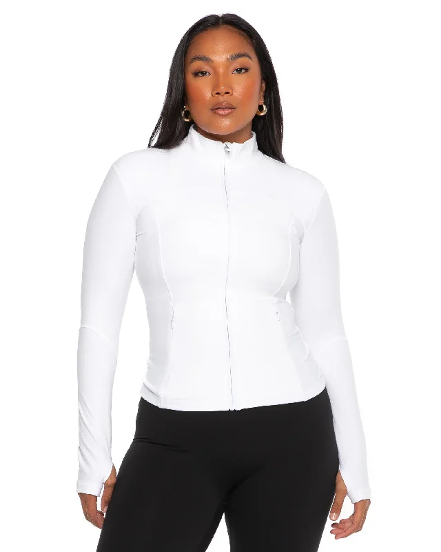 Loose Yoga Tops for Flexibility -Aura Jacket - White