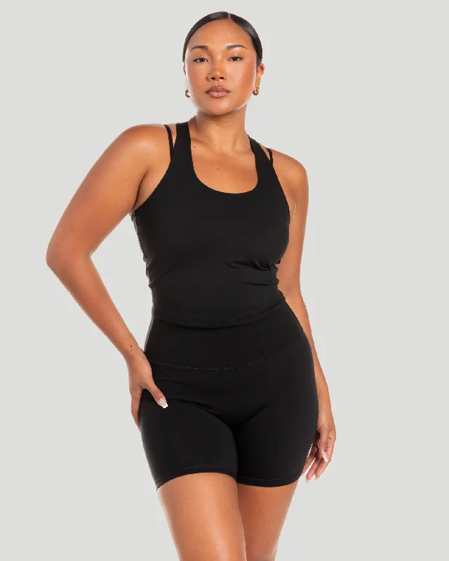 Yoga Tops with Lightweight Design -Aura Racer Tank - Black