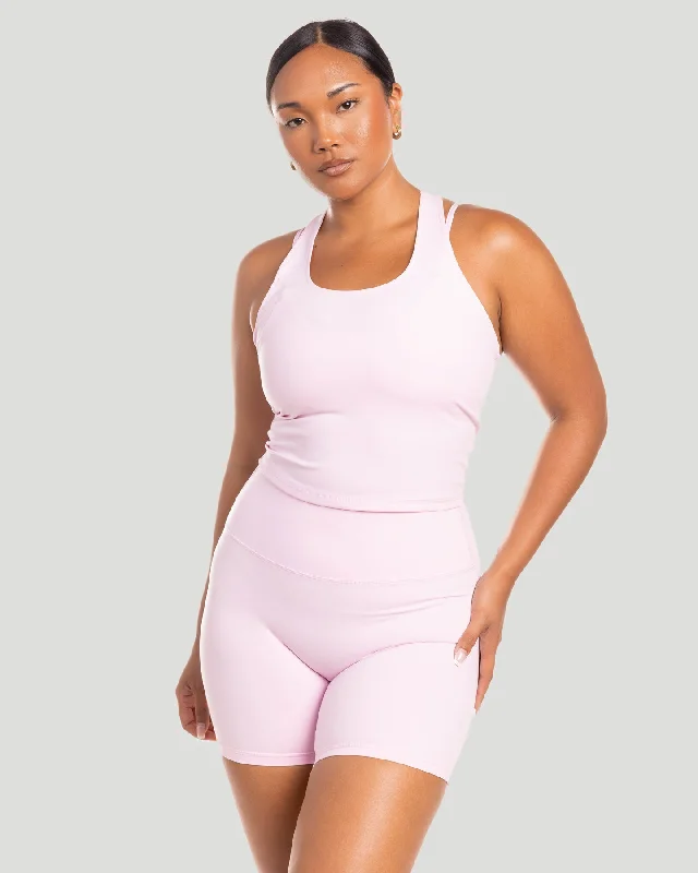 Yoga Tops for Fitness Training -Aura Racer Tank - Blush Pink