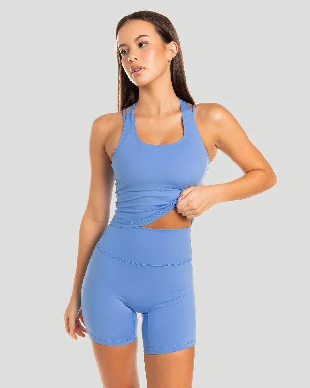 Women's Yoga Tops for Daily Wear -Aura Racer Tank - Powder Blue