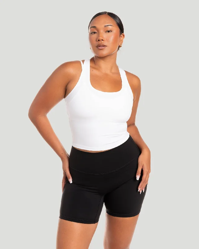 Yoga Tops for High-Intensity Training -Aura Racer Tank - White