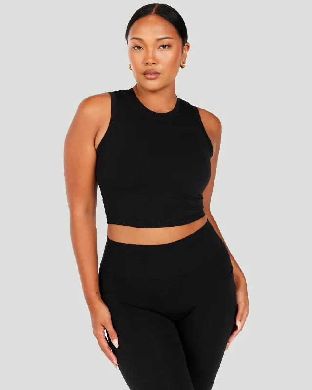 Yoga Tops for Full Range of Motion -Aura Ringer Tank - Black