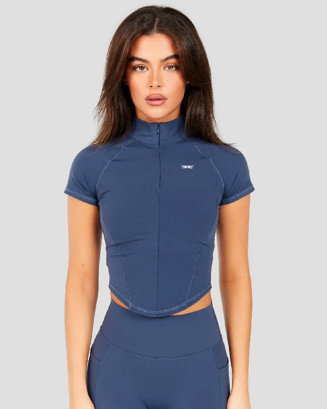 Yoga Tops for Light Yoga Practice -Aura Sculpt Tee - Soft Navy