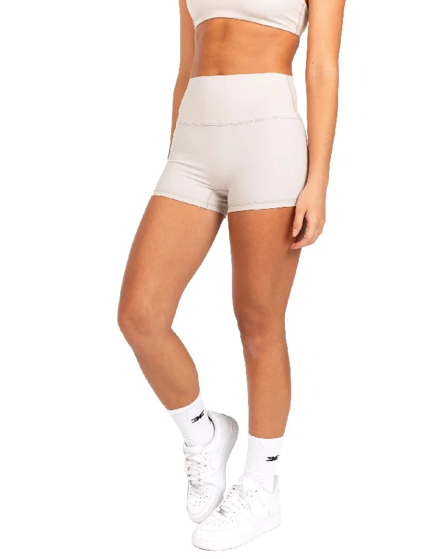 Yoga Shorts for Flexibility and Stability -Aura SF Micro Shorts - Oat Latte