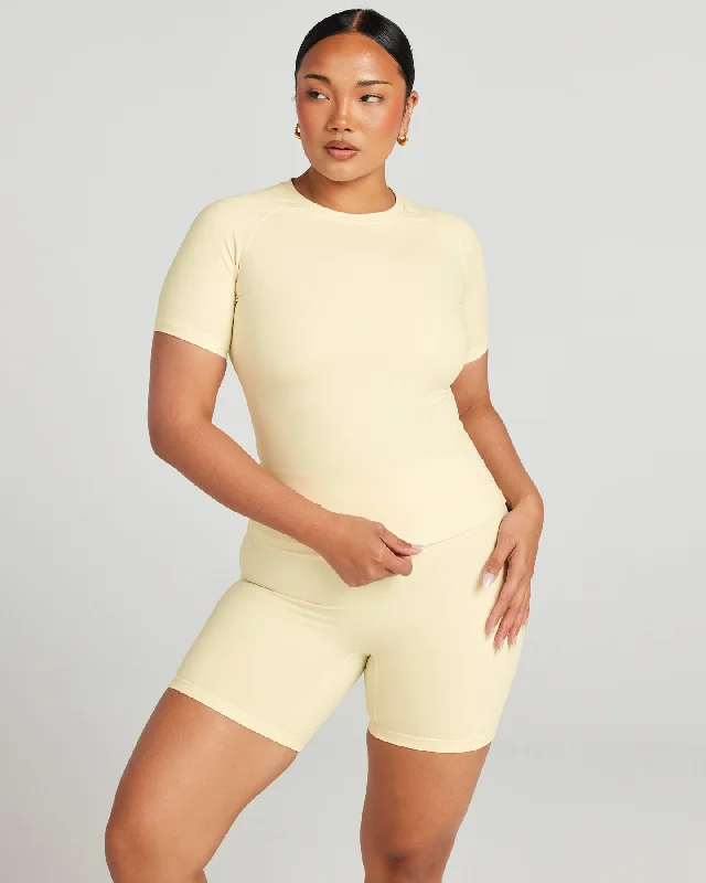 Yoga Tops for Intense Yoga Workouts -Aura Tee - Butter