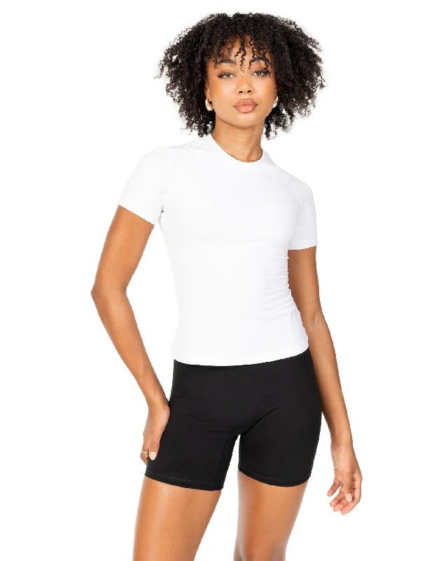 Women's Yoga Tops for Warm Weather Practice -Aura Tee - White