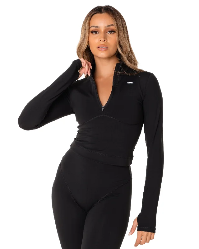Yoga Tops for Deep Stretching Poses -Auraluxe Long Sleeve - Black