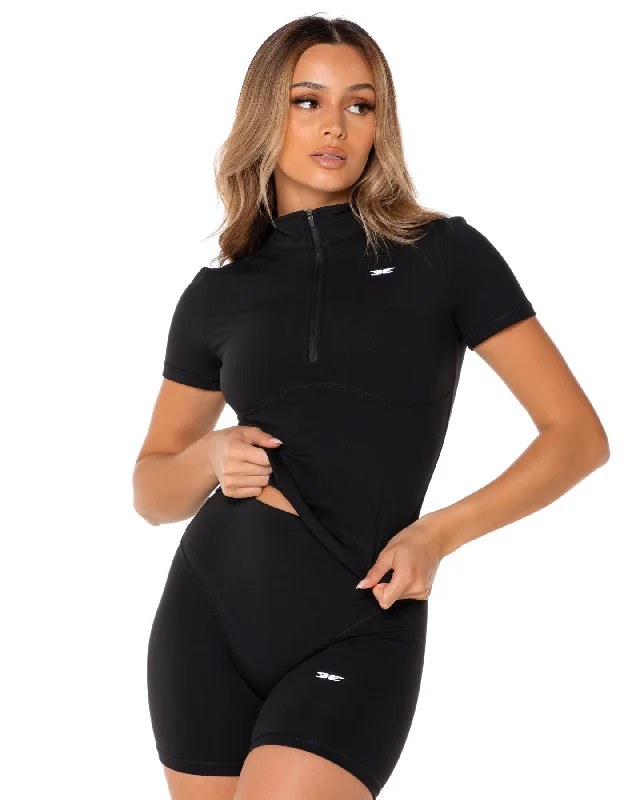 Yoga Tops for Core Flexibility -Auraluxe Tee - Black